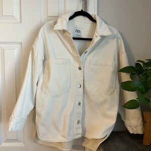 Zara Women's Off-White Denim Utility Jacket